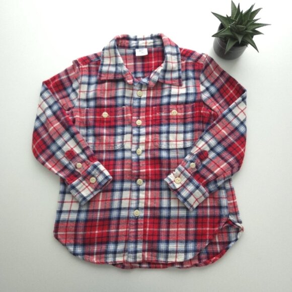 Baby Gap Plaid Flannel Button Up Shirt Size 4 - Picture 1 of 9